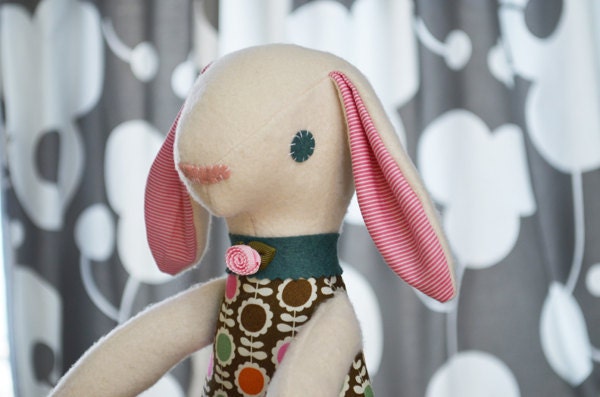 Plush Rabbit / Soft Doll / Stuffed Animal / Clover the Bunny / Art Doll / Kids Toy / Handmade Plushie