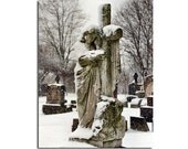 Gothic, Stone Art, Graveyard, Snowing, Gothic Snow Scene - Weathered Beauty