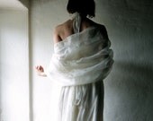 Silk chiffon bridal Scarf - shawl - veil - wrap in ivory chiffon and organza