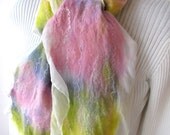 Spring- Nuno Felted  Scarf-Womens Scarves-Silk Scarf wool scarf pink scarf green scarf yellow scarf