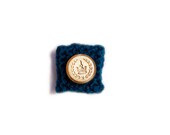 Knitted Ring - Blue with Gold Crown Crest Button - From The Admiral's Collection