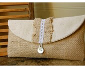 clutch burlap ruffles lace wedding rustic raw cotton linen shabby bag purse Personalize Bridesmaid party Pouch gift MakeUp