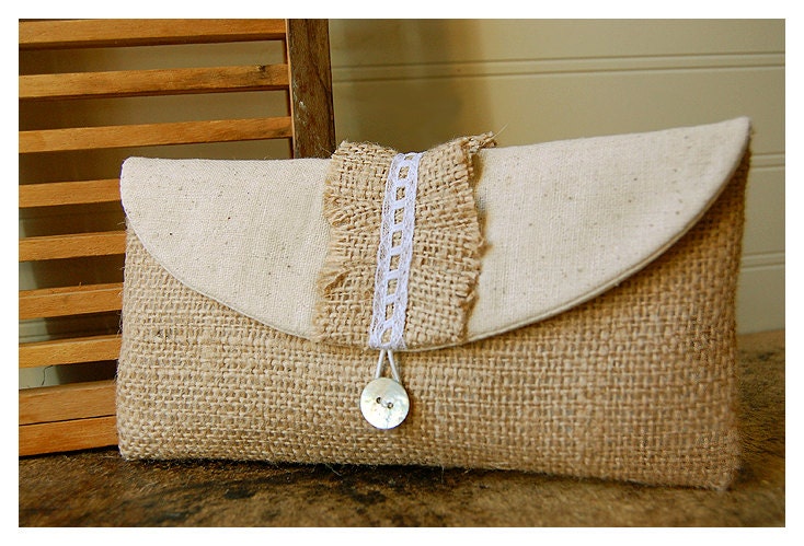 clutch burlap ruffles lace wedding rustic raw cotton linen shabby bag purse Personalize Bridesmaid party Pouch gift MakeUp tagt team