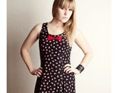 SALE Vintage Black Red Flower 90s Dress Retro Bow Indie SALE SALE