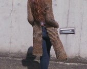 Caramel beige tweed wraparound sweater