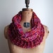 Chunky knit cowl  Red. Purple. Orange. Infinity scarf.