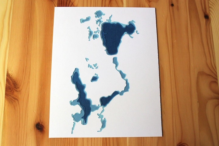 Iowa Great Lakes - original 8 x 10 papercut art