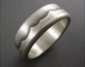 8mm Silver Wave Wedding Band Sterling Silver with Patina.  By Beth Millner