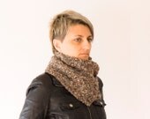 Knit neckwarmer , knit collar in beige brown tones