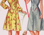 Vintage 40s Simplicity 2161 SQUARE Neckline House and Smock Dress with Angular Pockets Sewing Pattern PLUS Size Bust 44 Hips 47