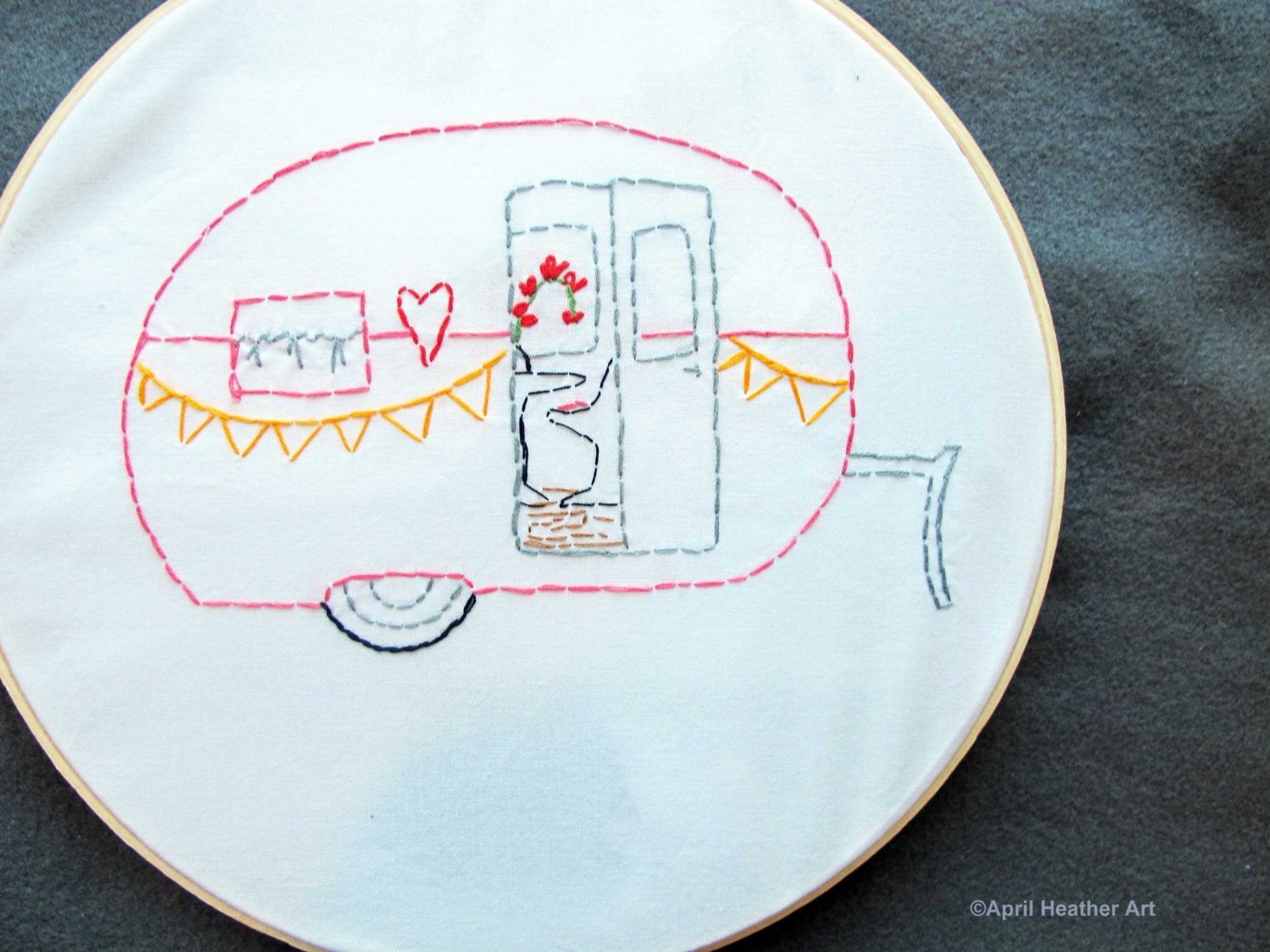 PDF Camper Embroidery pattern - "The LOVE SHACK" camper