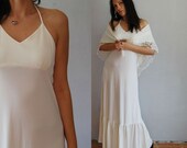 vintage FESTIVAL halter dress / 1970s cream lace maxi dress