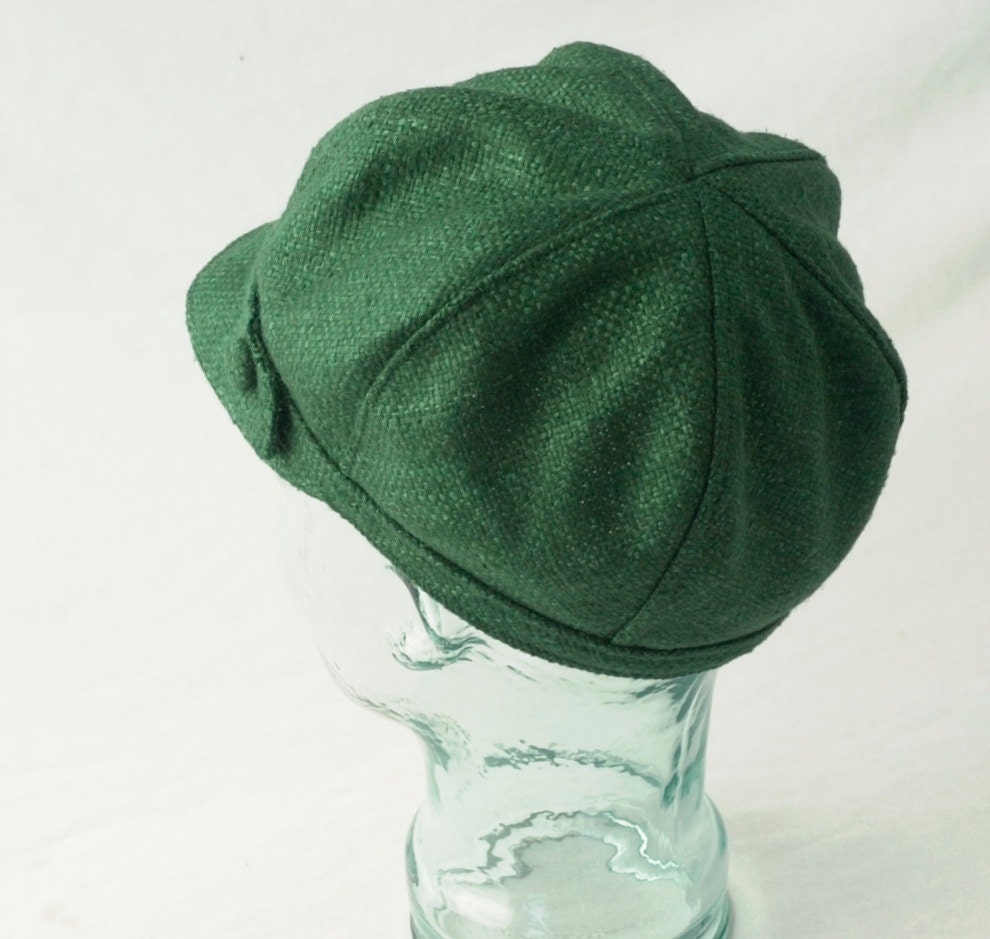 Newsboy Hat in Emerald Green Silk : Womens, Girls Hats - Janis - M
