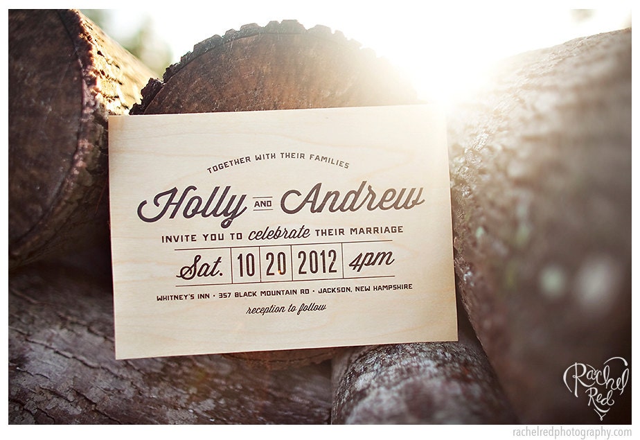Stacked Type Real Wooden Wedding Invitation