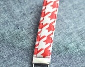 Red Houndstooth Key Fob, keychain