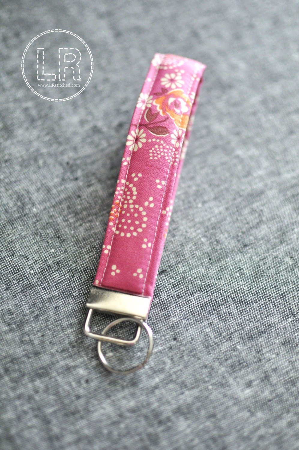 Pink floral  Key Fob, keychain, denyse schmidt, hope valley