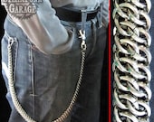 FLAT Wallet Chain - GSG w SQUARE wire Rings - Stainless Steel