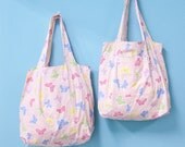 Reusable Grocery Totes - Pink Butterflies - Set of 2 Tote2Go Double Shoppers