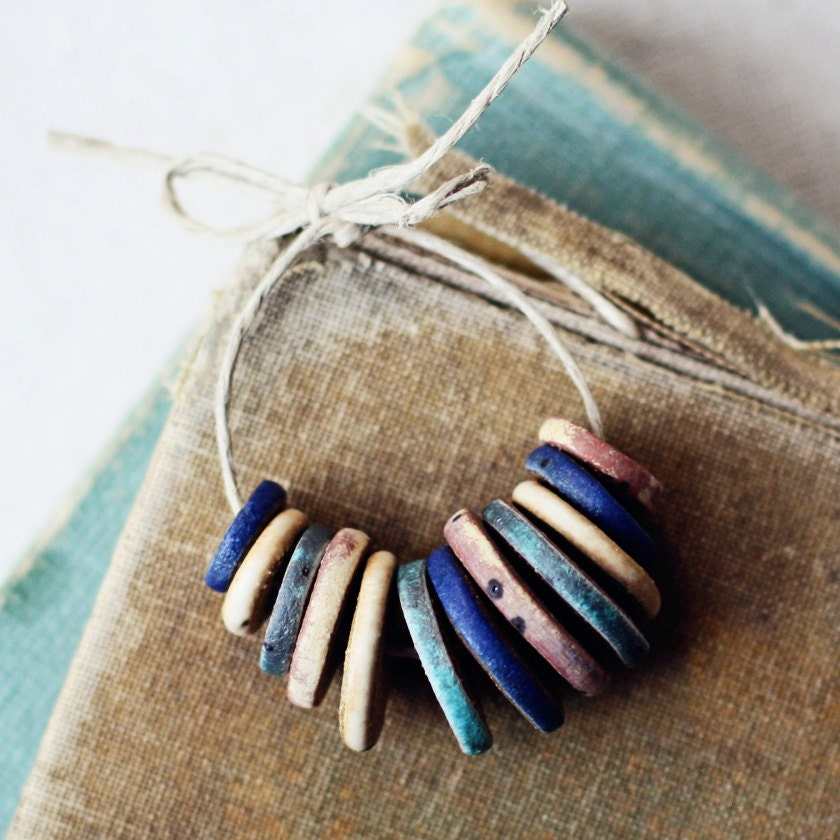 Ancient disk beads- handmade ceramic beads