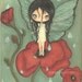 Poppy Print Butterfly Art Girl Red Poppies Wings Spring Rain Wall Art---Drenched