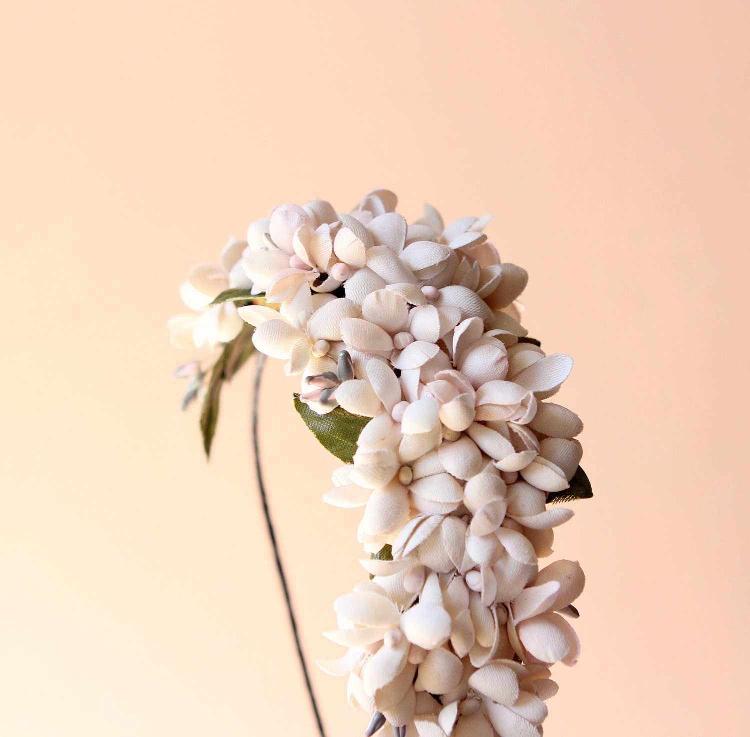 Flower headpiece, Vintage millinery fascinator, Floral crown, Bridal hair, Pink flower head piece