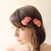 Pair of miniature flower hair clips, red floral comb set