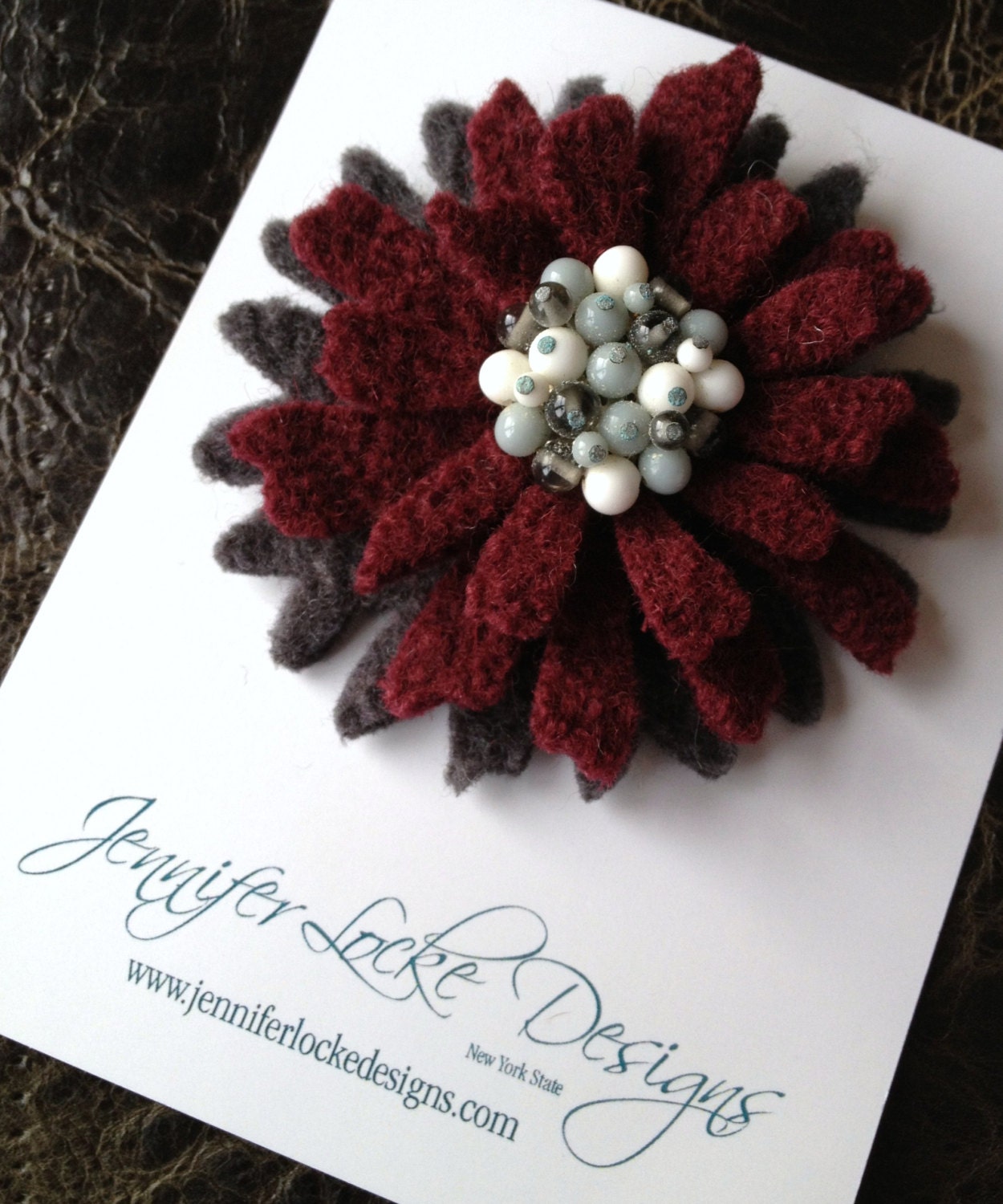One Of A Kind - Repurposed Felted Wool Brooch -  Classic Be My Valentine