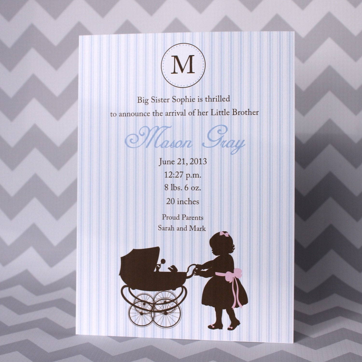 Girl Sibling Birth Announcement