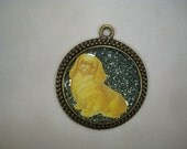 EFA 100% Charity Item: Pekingese Vintage Style Soft Blue Pendant, Peke, French 20's "Japonais"-style