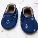 Navy Anchor Baby Booties