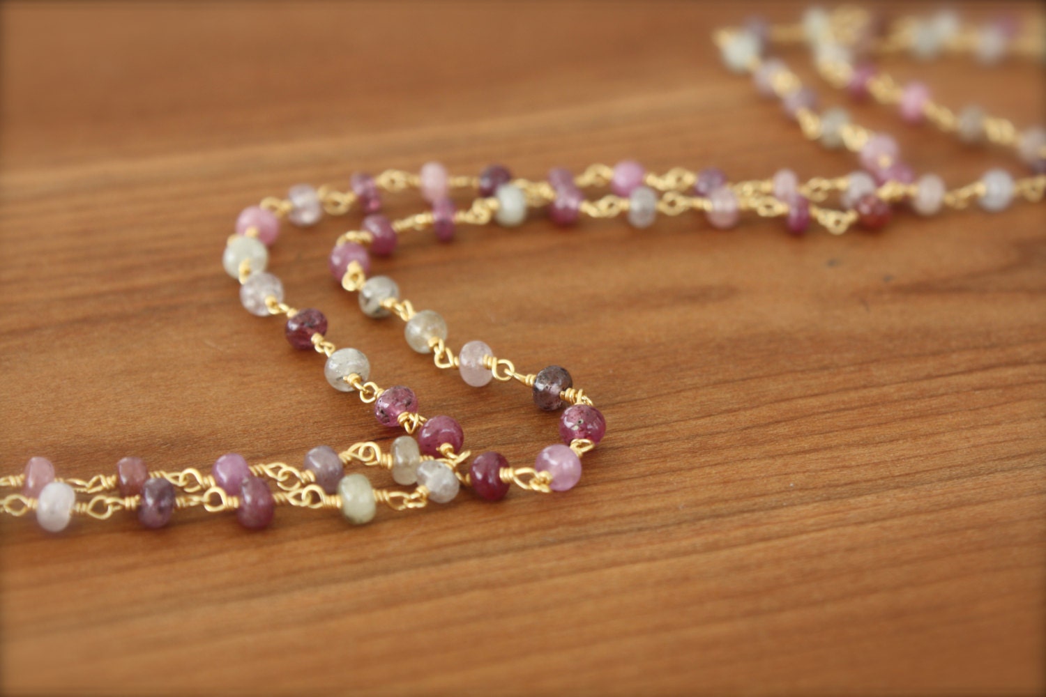 STUNNING AAA Natural Multicolor Sapphire Necklace- Gold Filled by Yania Creations