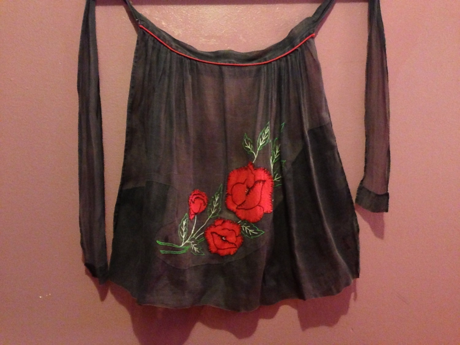 Hand-Sewn & Embroidered Vintage 50s Apron