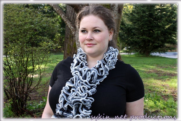 Ruffle Scarf, Pirouette Night Sky, loom knit