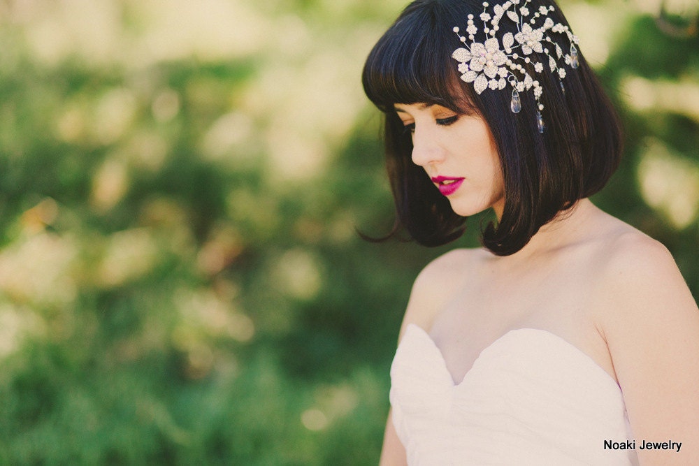 Cascading flower vine comb -- ready to ship bridal hair piece