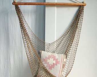 Vintage Hammock Chair / Fishnet, Egg Chair, Sling Chair