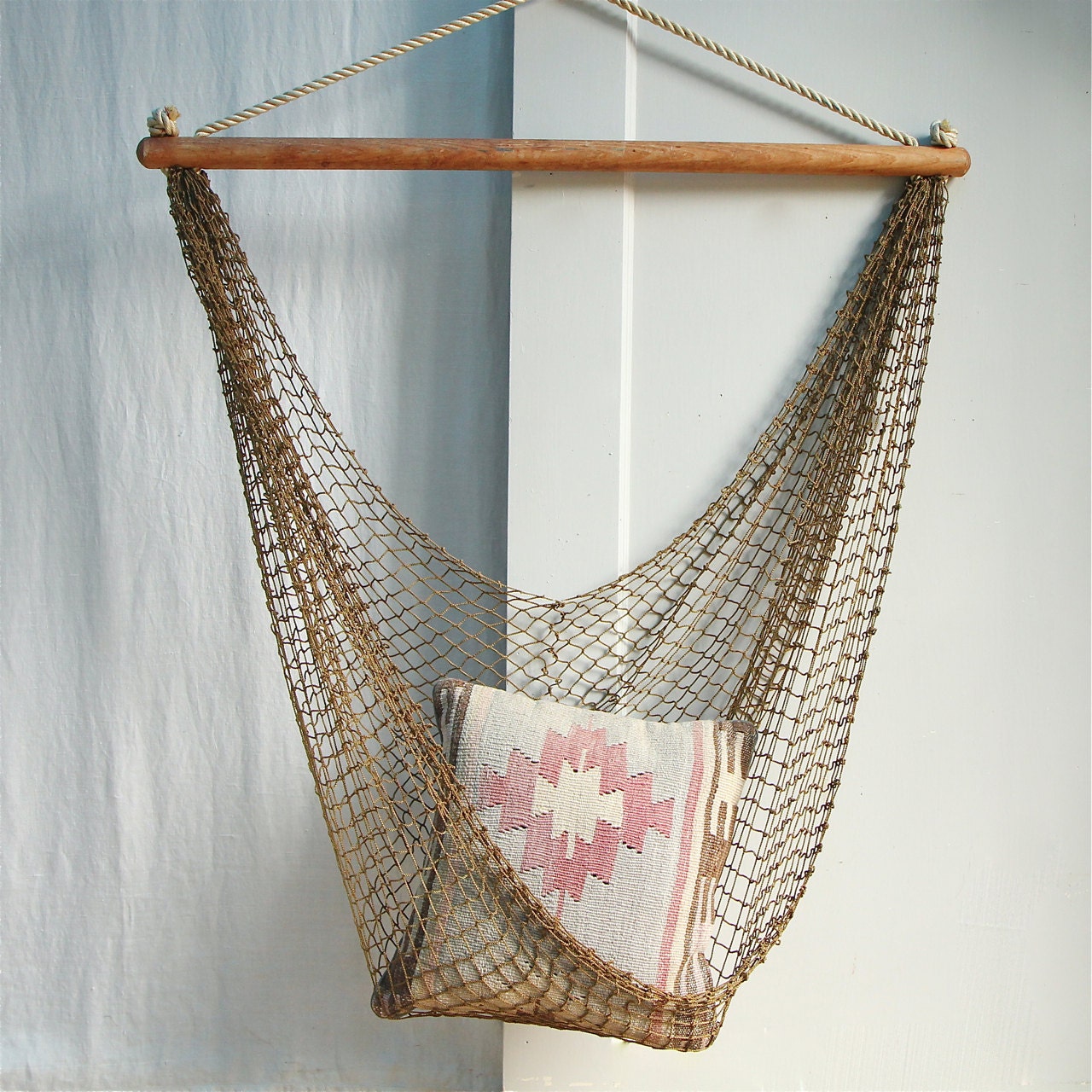 Vintage Hammock Chair / Fishnet, Egg Chair, Sling Chair