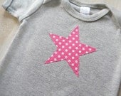 Cute Baby Girl Clothes // Bodysuit Size 3-6 months // Girls Baby Clothing // Star Pink Grey Gray