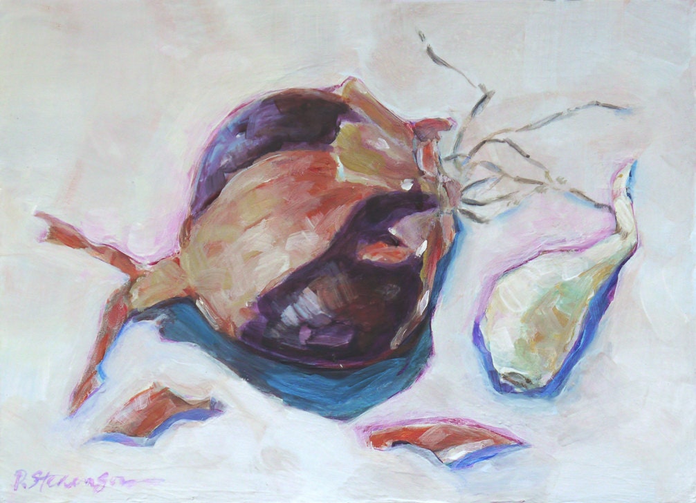 Shallot With Garlic Clove Original Still Life Paintng Home Kitchen Decor
