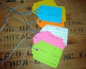 Bright Library Card Gift Tags / Neon library check out card, library gift tags
