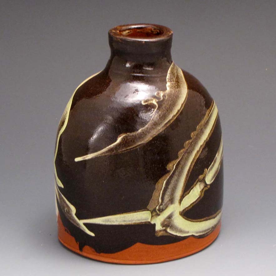 Vase Red Ware Ceramic Abstract Design Bottle