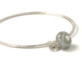 Storm Silver Slim Bangles with Lampwork Glass and Silver Charms - UK SRA