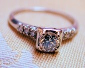 40's Platinum Diamond Wedding Ring Illusion Head .5 Carat Engagement Band 6