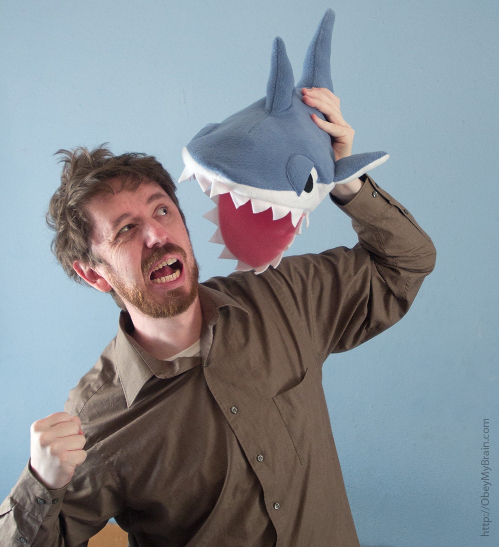 Fleece Shark Hat - Blue-Gray CHOMP CHOMP CHOMP
