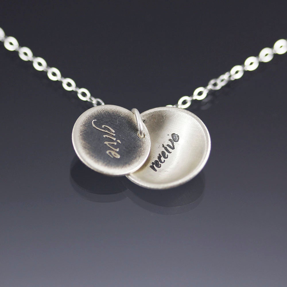 Give/Receive Necklace - silver inspirational words