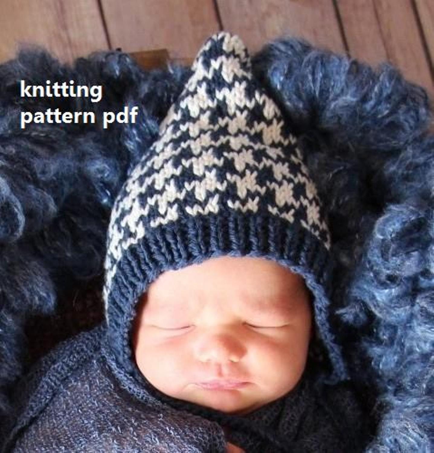 Houndstooth Newborn Bonnet Knitting Pattern, PDF 146 -- INSTANT DOWNLOAD -- Permission to Sell Hats -- Over 16,000 patterns sold