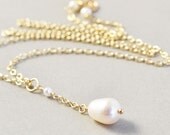 Pearl Necklace, White Pearl Necklace, Bridesmaids Gift, June Birthstone, Simple Pearl Necklace