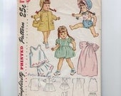 1940s Vintage Sewing Pattern Simplicity 1809 Doll Wardrobe Pattern 16 Inch Coat Dress Romper Gown 1949 40s