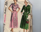 1940s Vintage Sewing Pattern Simplicity 2738 Misses Shirtwaist Button Down Dress Size 16 Bust 34 1949 40s