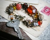 Vintage Key and Mixed Beads Multi Strand Bracelet