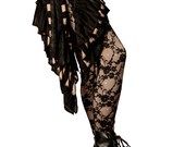 Skirt, Black and Tan Stripe Combo, Ruffles, Cabaret, Vaudeville, Steampunk, Wrap, Stripes, Noir, Gothic, Dance